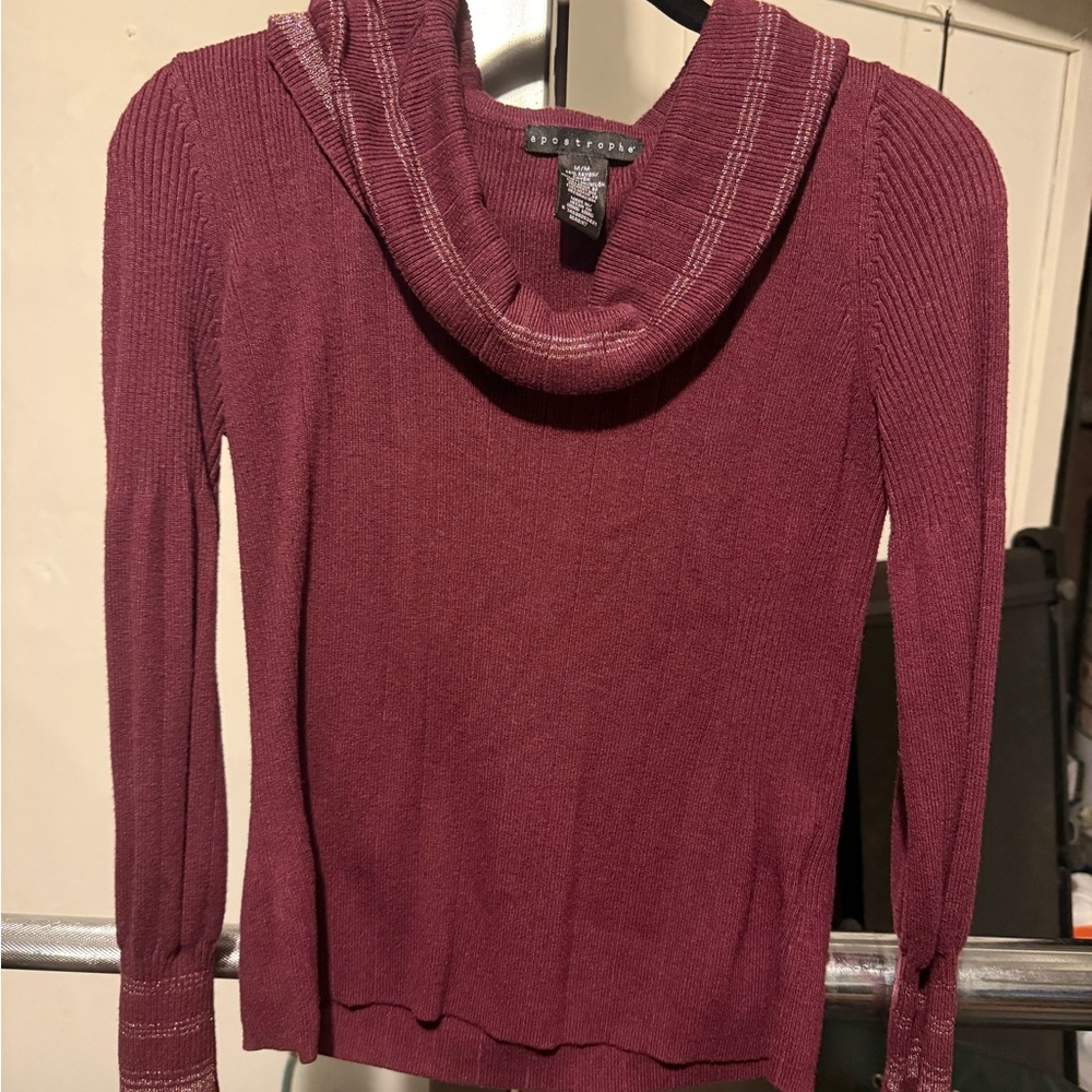 Apostrophe Maroon Cowl Neck Sweater